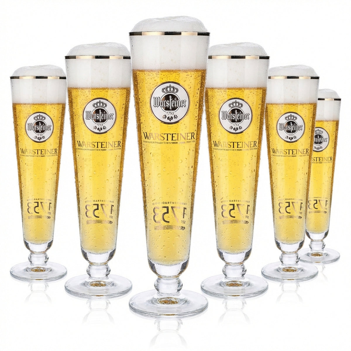 6x Warsteiner Bier Glas Gläser Biergläser 0,4l Pokal 1753 weißes Logo