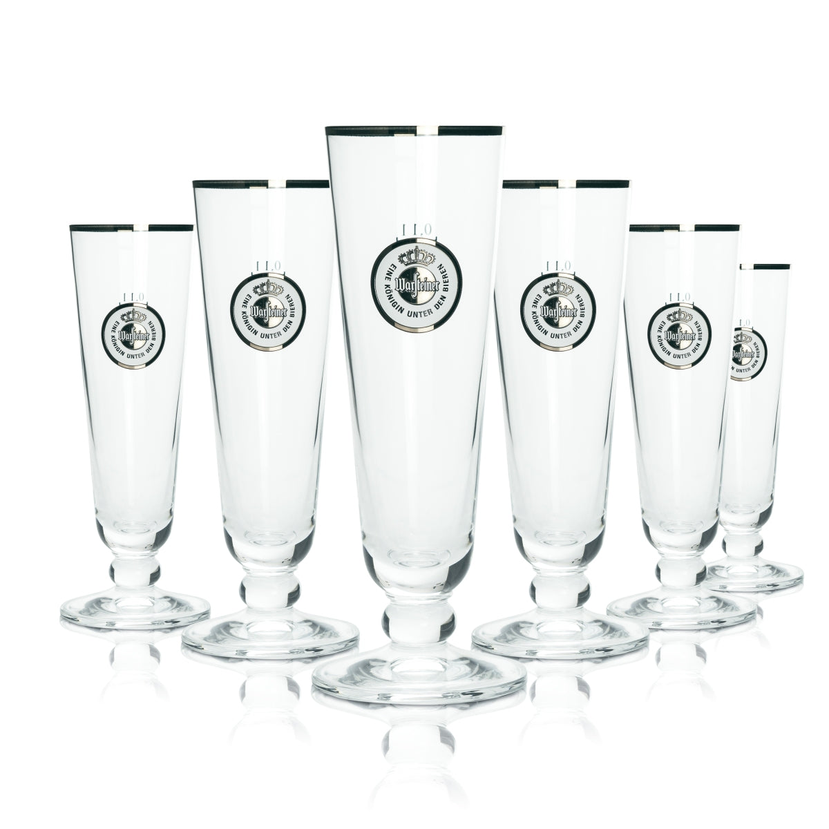 6x Warsteiner Glas 0,1l Pokal Tulpe Goldrand Bier Gläser Geeicht Gastro Pils