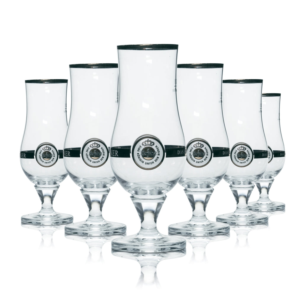 6x Warsteiner Glas 0,25l Bier Pokal Tulpe Goldrand Gläser Brauerei Pils Gastro