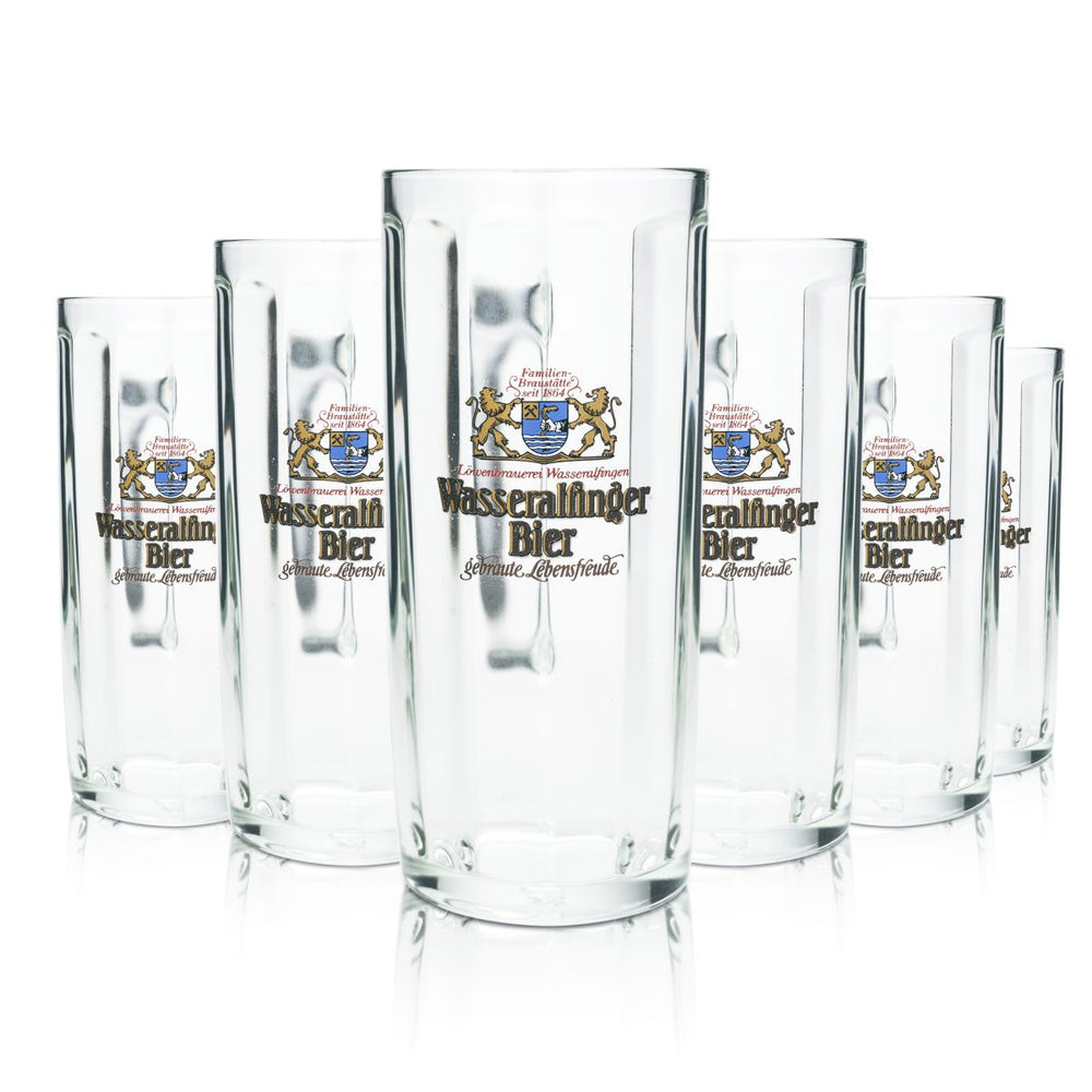 6x Wasseralfinger Bierglas 0,5l Konturkrüge Humepn Seidel Gläser Löwenbrauerei