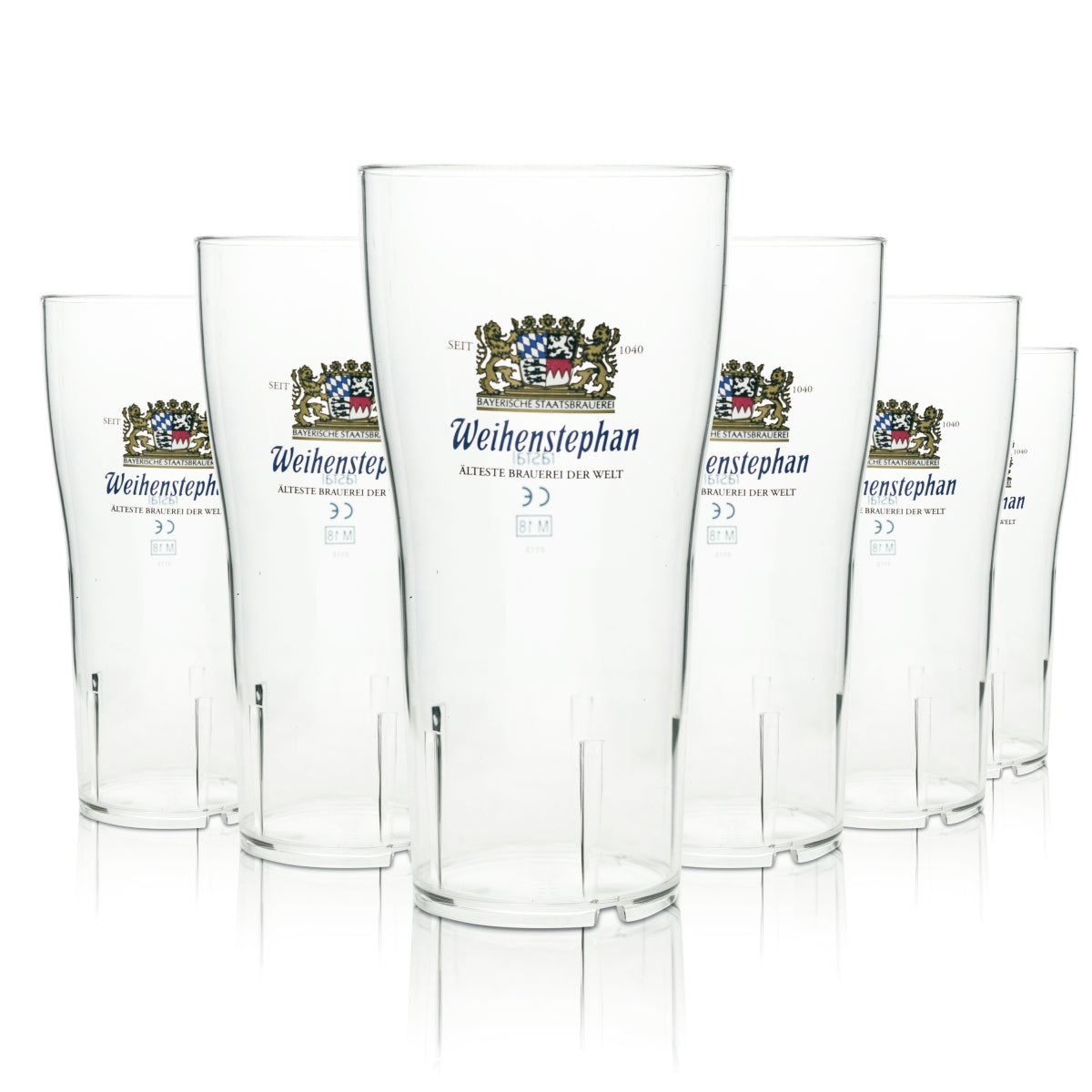 6x Weihenstephan Bier Glas 0,5l Mehrweg Kunststoff Becher Rastal Festival Bar