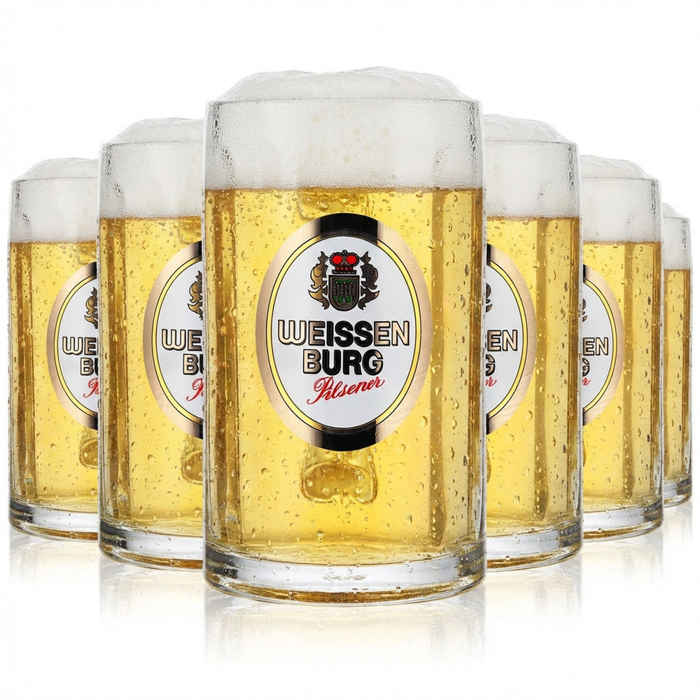6x Weissenburg Bier Glas Humpen 0,3l Krug Henkel Glückauf Seidel Rastal