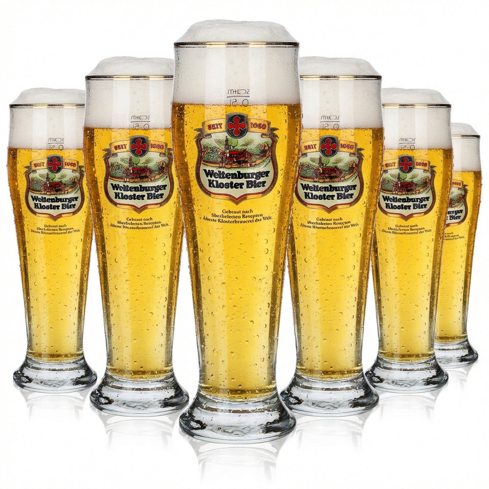 6x Weltenburger Kloster Bier Glas 0,5l Weißbierglas Hefeweizen Kontur Gläser Set