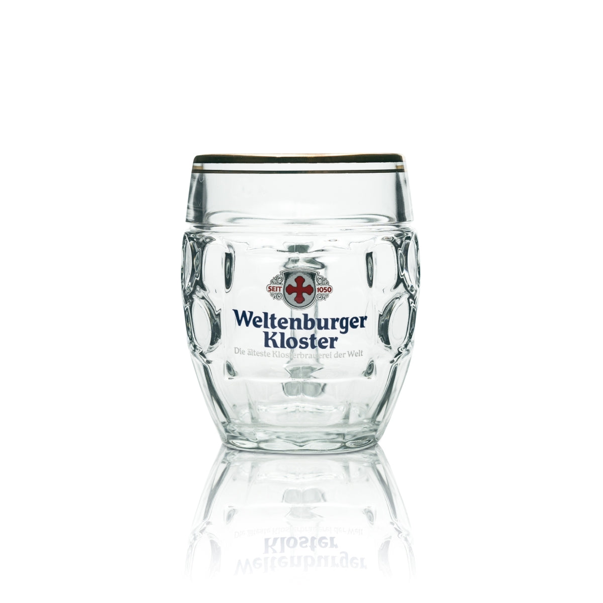 6x Weltenburger Kloster Bier Glas Krug rund 0,5l Stölze Goldrand – Ansicht 2