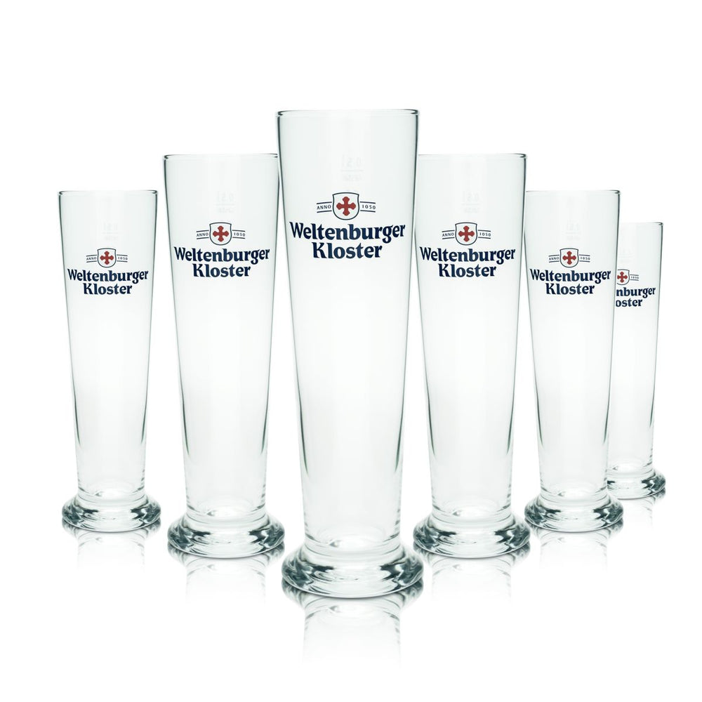 6x Weltenburger Kloster Bierglas 0,5l Pokalglas Gläser Set Brauerei Gastro Eiche