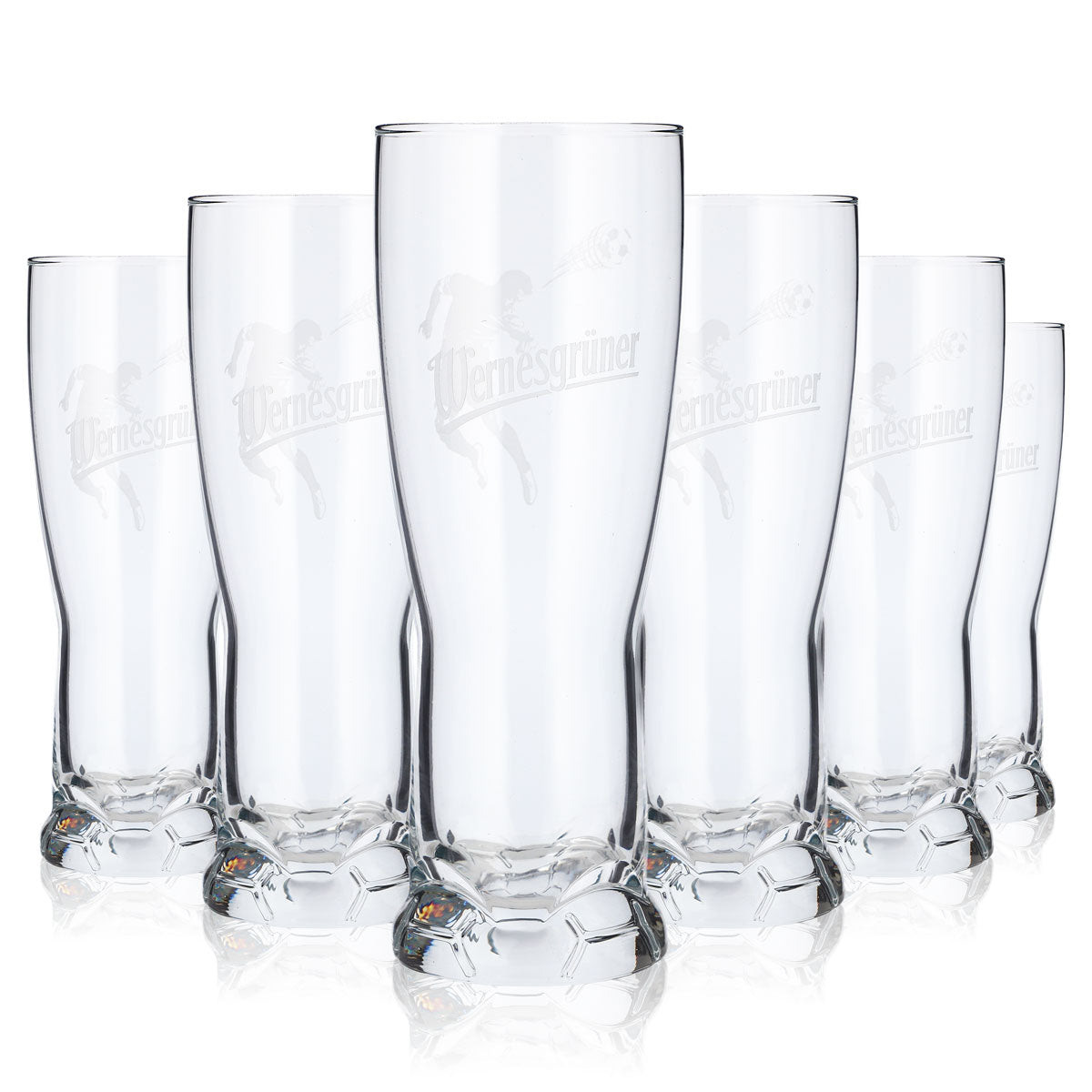 Wernesgrüner Bier Glas 0,37l Becher Fußballglas Bierglas Relief (6er Set)