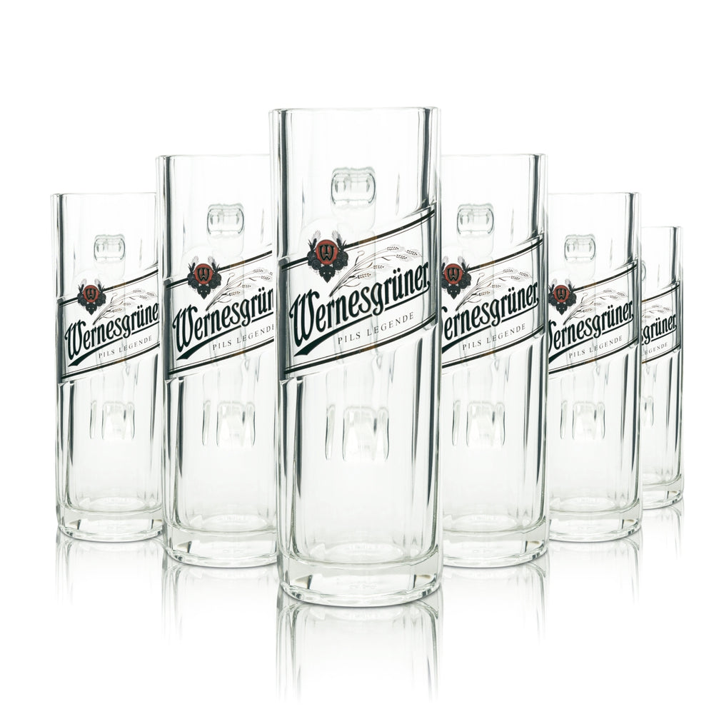 6x Wernesgrüner Bier Glas 0,5l Krug Rastal Seidel Henkel Gläser Krüge Beer Bar