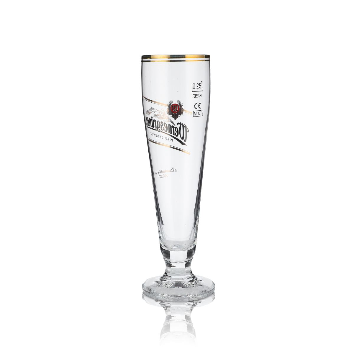 6x Wernesgrüner Glas 0,25l Pokalglas Pilstulpe Goldrand Gläser Set Brauerei – Ansicht 3
