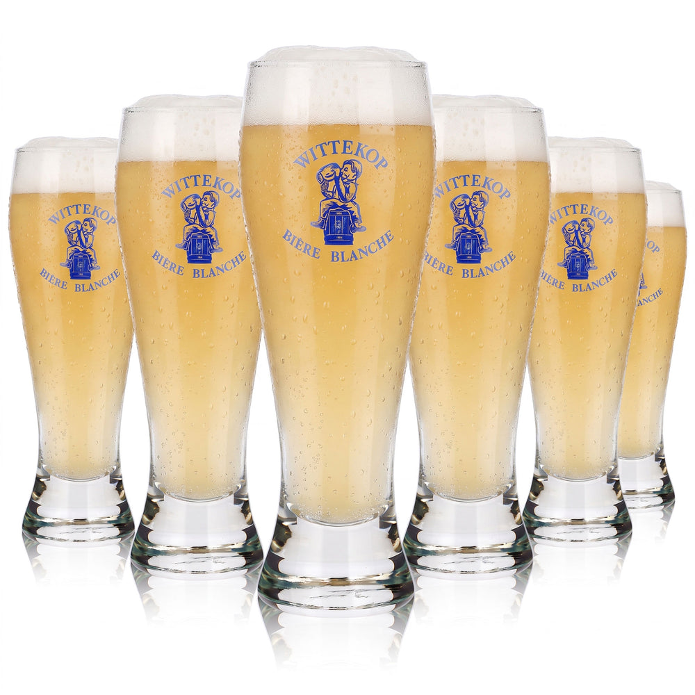 6x Wittekop Bier Glas 0,38l Pokal Biere Blanche Blaues Logo Blauer (6er Set)
