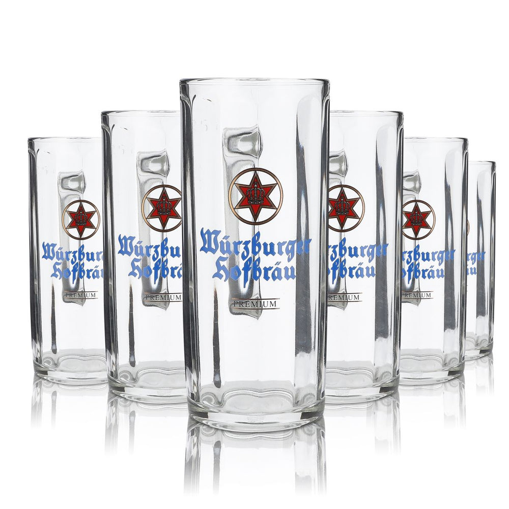 6x Würzburger Hofbräu 0,5l Premium Bierkrug Moldau Seidel Humpen Gläser