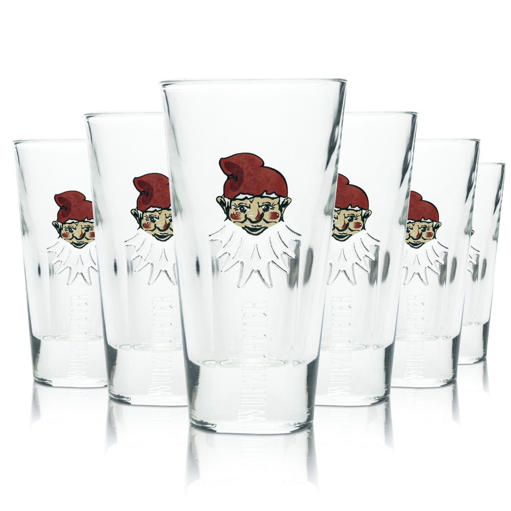 6x Wurzelpeter Kräuterlikör Glas 4cl Shot Kurze Stamper Gläser Schnaps DDR Bar