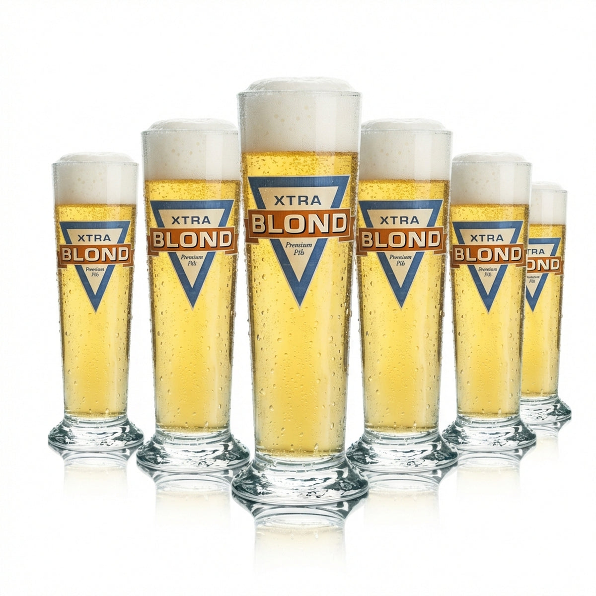 6x Xtra Blond Bier Glas 0,25l Pokal Stange Brauerei Gläser Pokal Tulpe Pils Bar