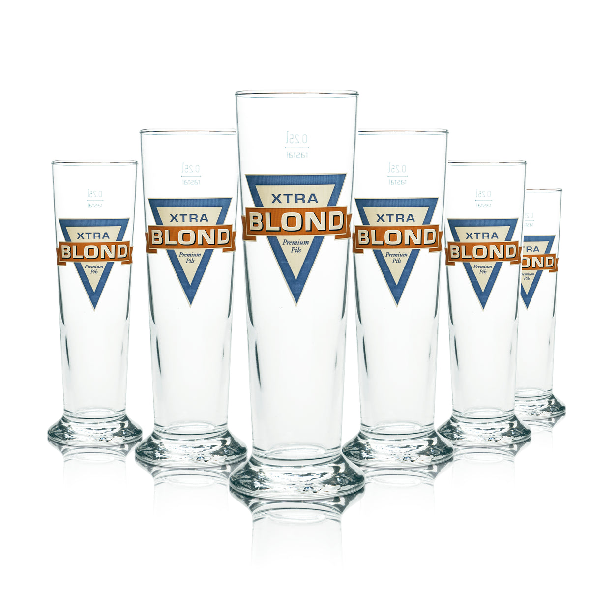 6x Xtra Blond Bier Glas 0,25l Pokal Stange Brauerei Gläser Pokal Tulpe Pils Bar – Ansicht 4