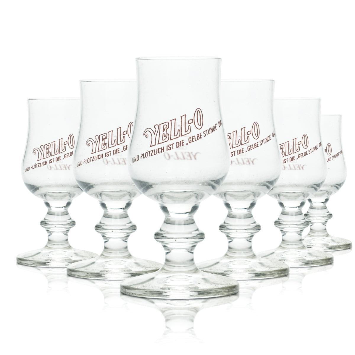 6x Yello Prosecco Sekt Glas 2cl Kelch Gläser Kurze Shots Sekt Champagner