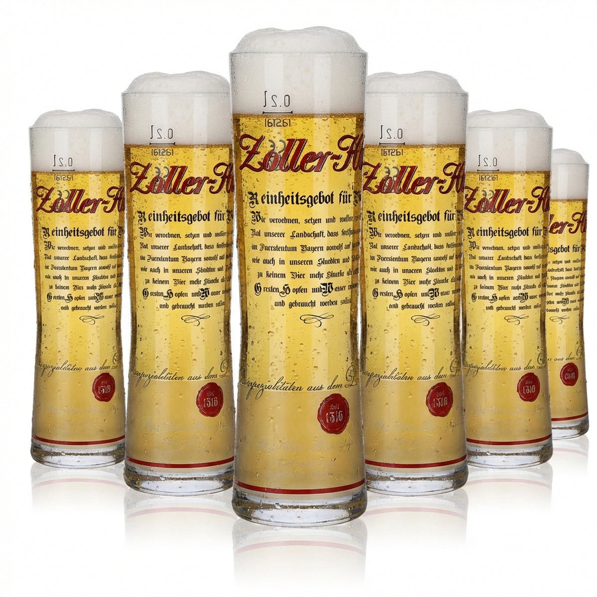 6x Zoller Hof Glas 0,2l Bierpokal Stange Reinheitsgebot Gläser Set Brauerei