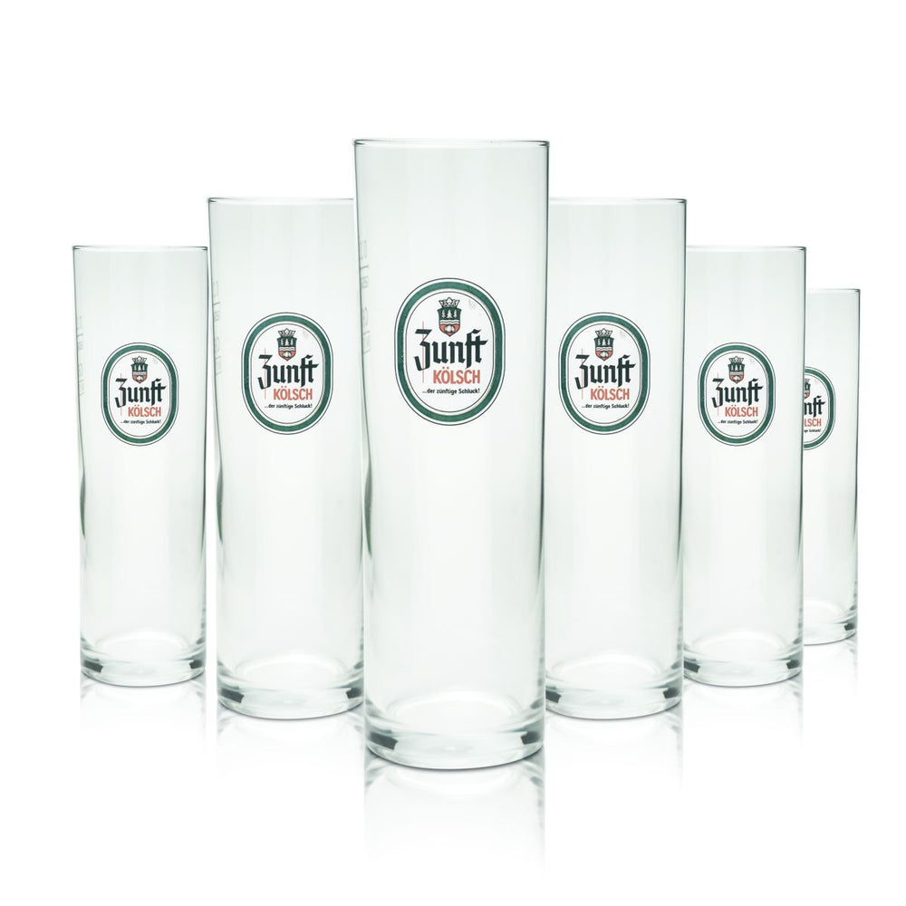 6x Zunft Bierglas 0,2l Kölsch Stange Altbier Gläser Set Brauerei Köln Karneval