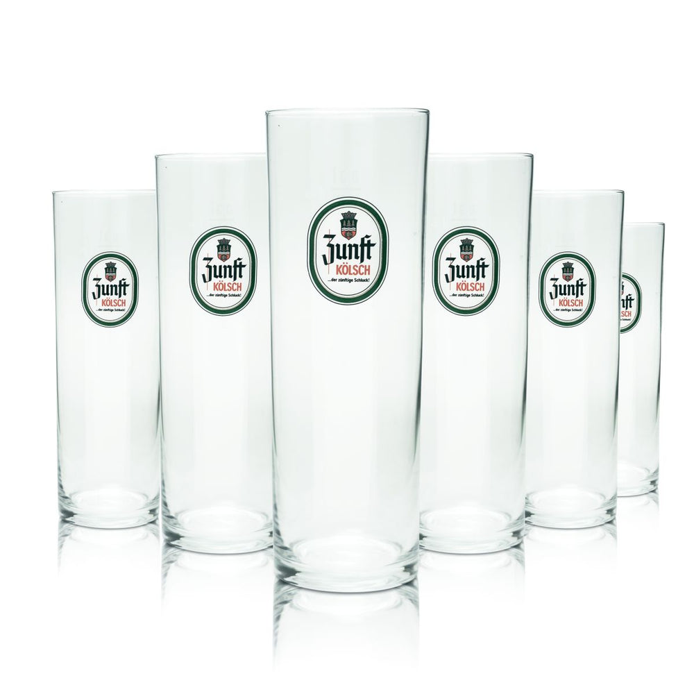 6x Zunft Bierglas 0,3l Kölsch Stange Gläser Set Altbiergläser Braurei Köln