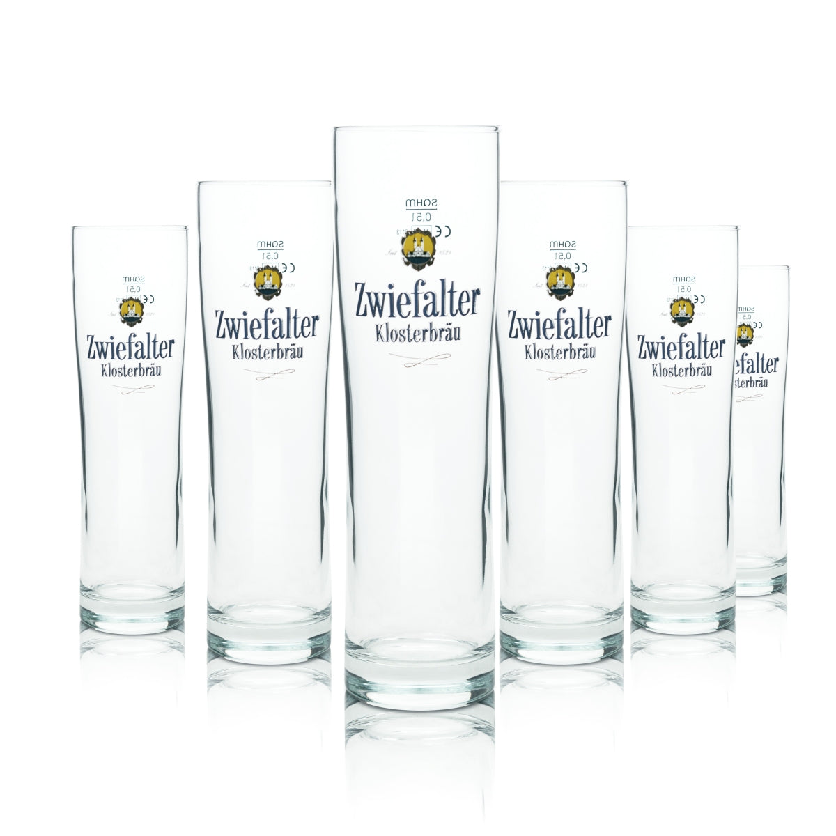6x Zwiefalter Bier Glas 0,5l Becher Klosterbräu Sinus Sahm Willi Tulpe Gläser