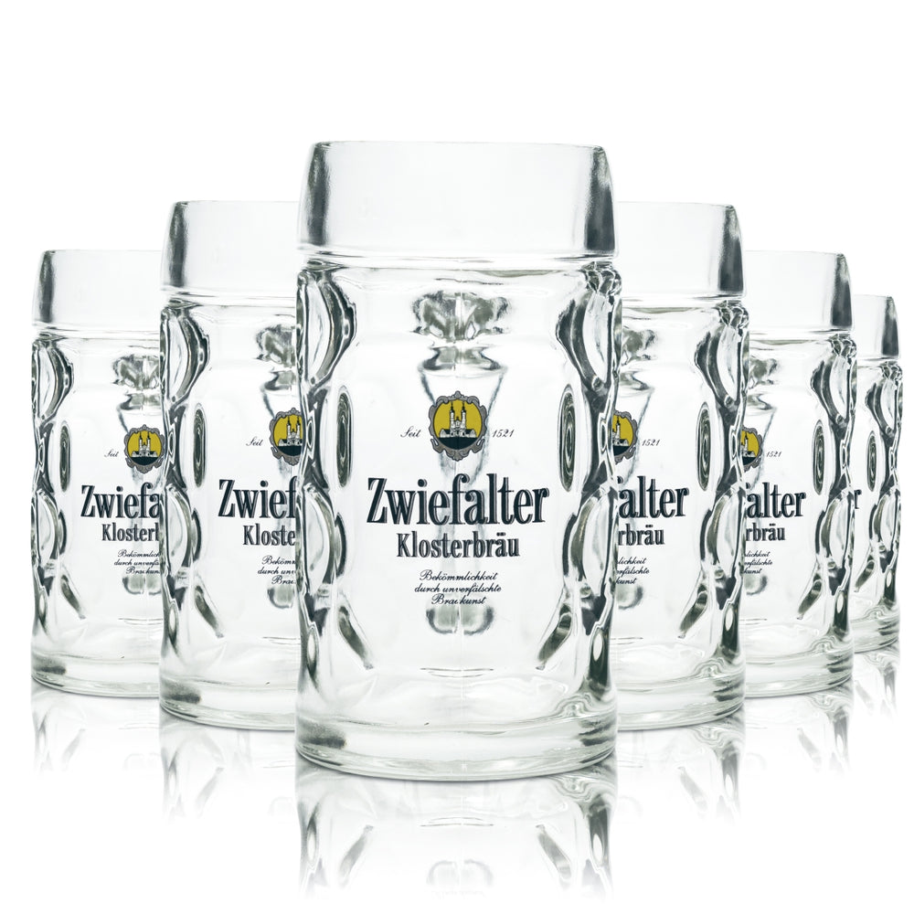 6x Zwiefalter Bier Glas 0,5l Krug Klosterbräu Stölzle Seidel Henkel Gläser Krüge Humpen