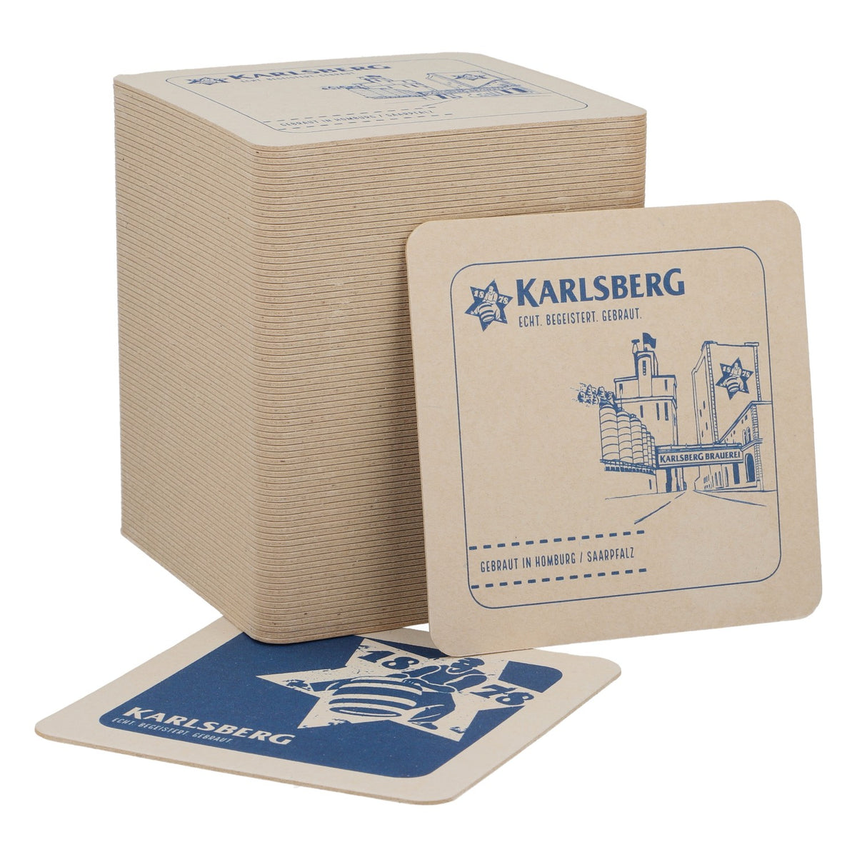 80x Karlsberg Bier Bierdeckel Untersetzer Glasuntersetzer Barzubehör Burg Blaues Logo