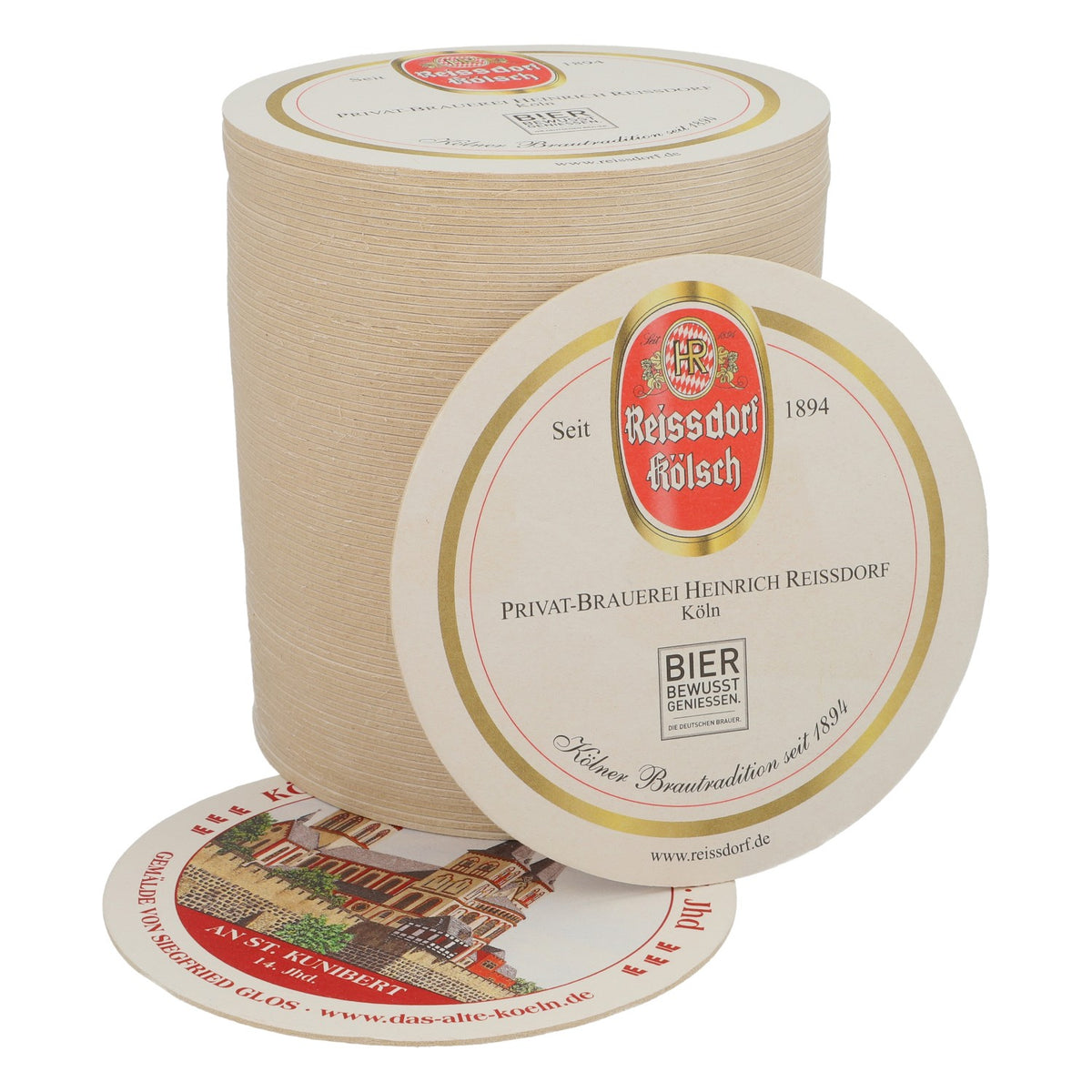 80x Reissdorf Bier Bierdeckel Untersetzer "Köln im Mittelalter" AN St. Kunibert