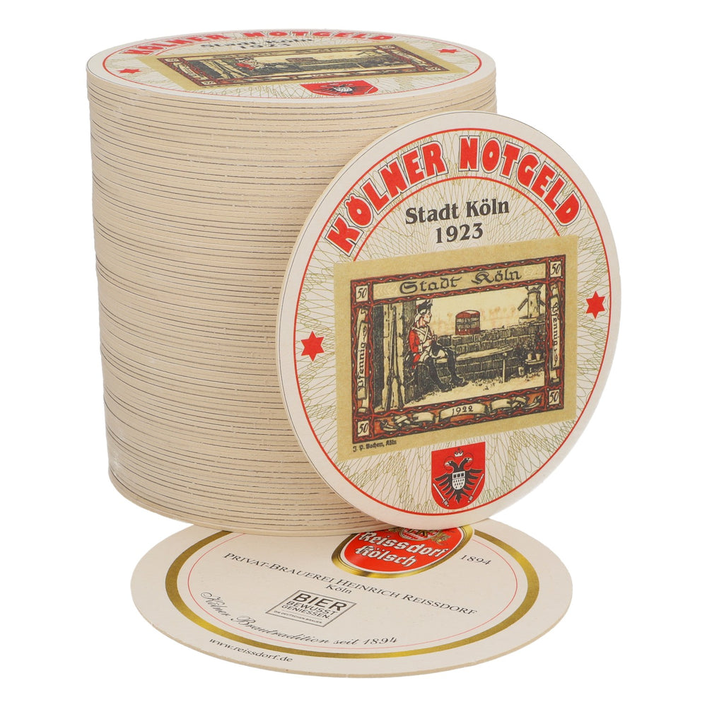 80x Reissdorf Bier Bierdeckel Untersetzer "Kölner Notgeld" 50 Pfennig V2