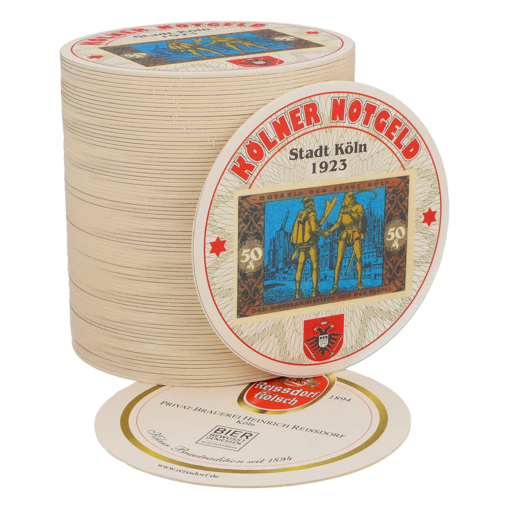 80x Reissdorf Bier Bierdeckel Untersetzer "Kölner Notgeld" 50 Pfennig V3