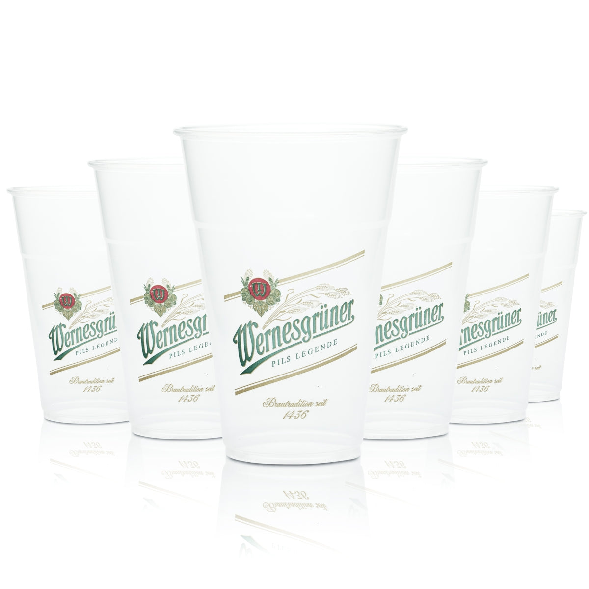 80x Wernesgrüner Plastik Becher 0,4l Einweg Bier Kunststoff Glas Gläser Party