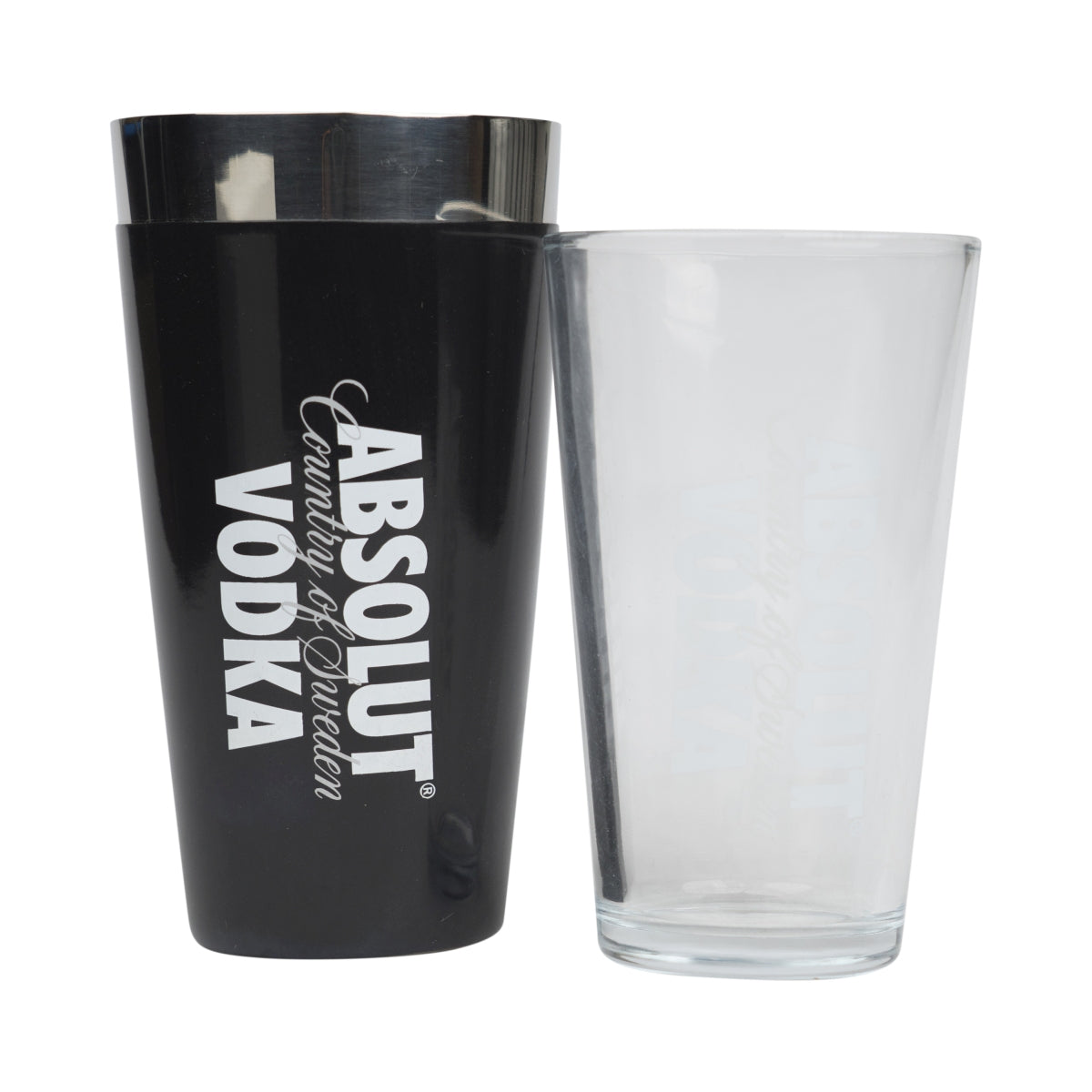 Absolut Vodka Boston Shaker schwarz Glas Cocktail Mixer Barkeeper gummiert
