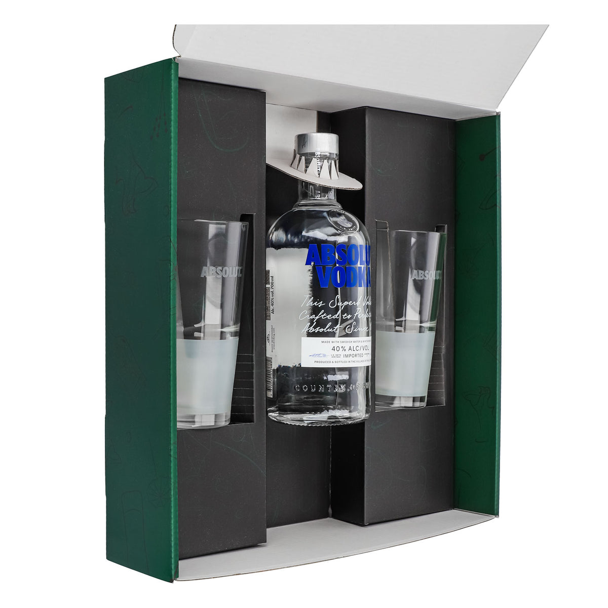 Absolut Vodka Geschenkset 0,7l Flasche 40 % Vol. + Gläser Frosted–Grün – Ansicht 4