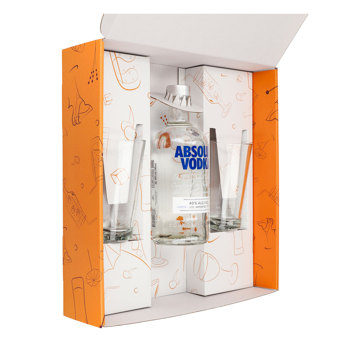Absolut Vodka Geschenkset 0,7l Flasche 40 % Vol. + Gläser Grcic–Orange – Ansicht 5