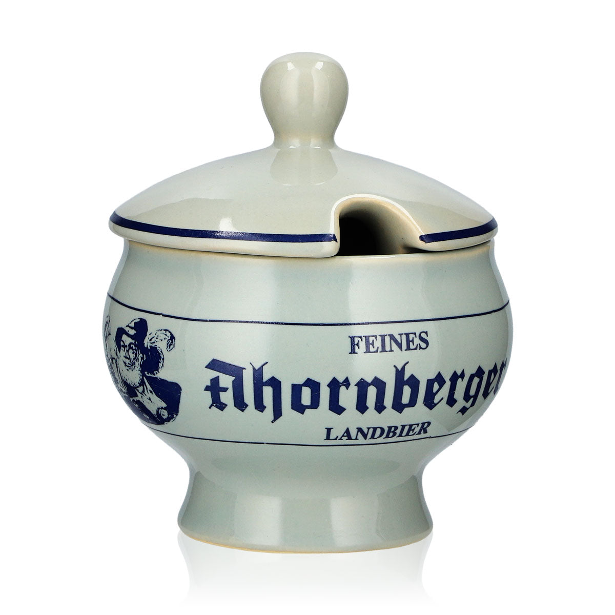 Ahornberger Bier Glas Keramik grau Senftopf