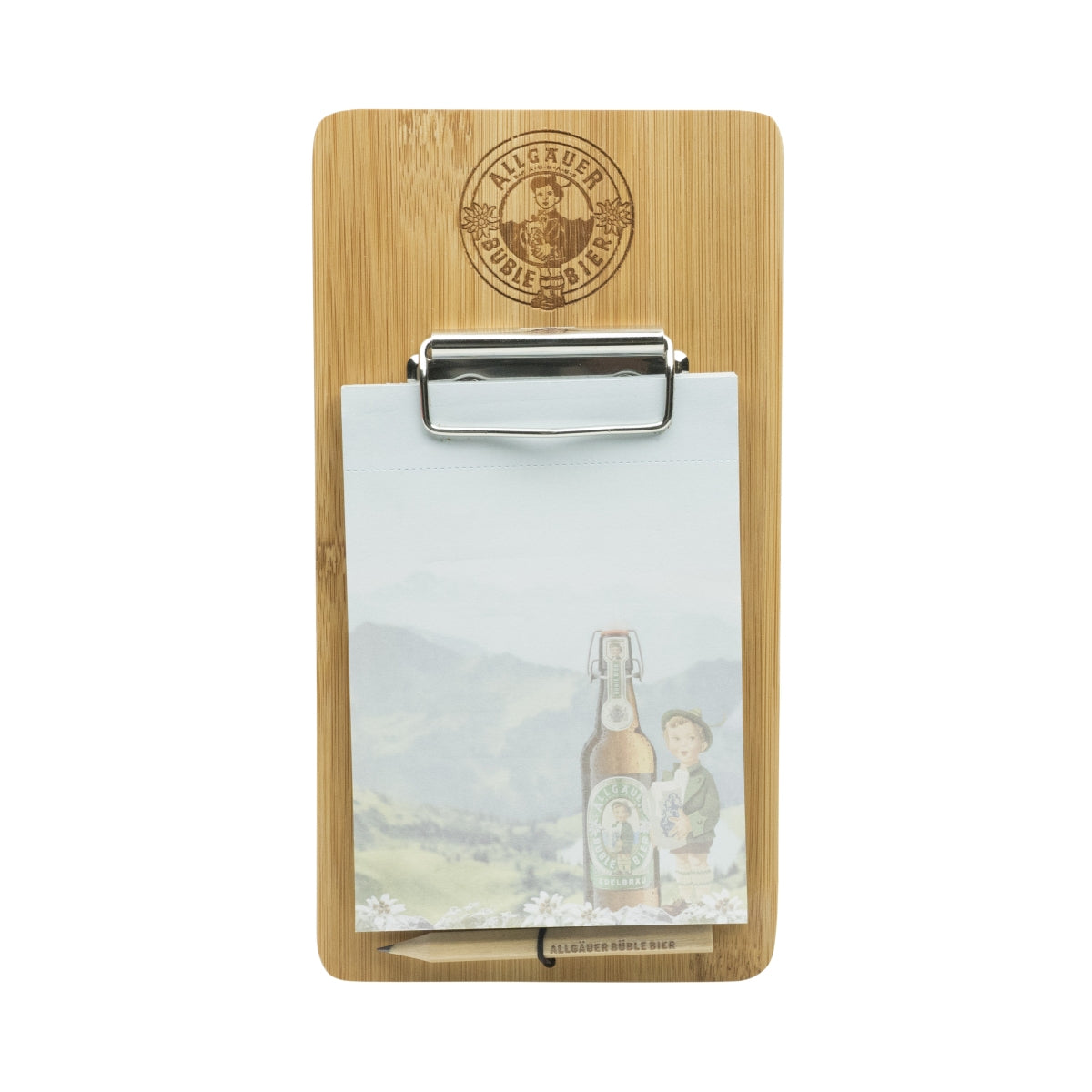 Algäuer Büble Bier Magnet Notizblock Papier Stift Einkauf Bar Küche Helfer Holz