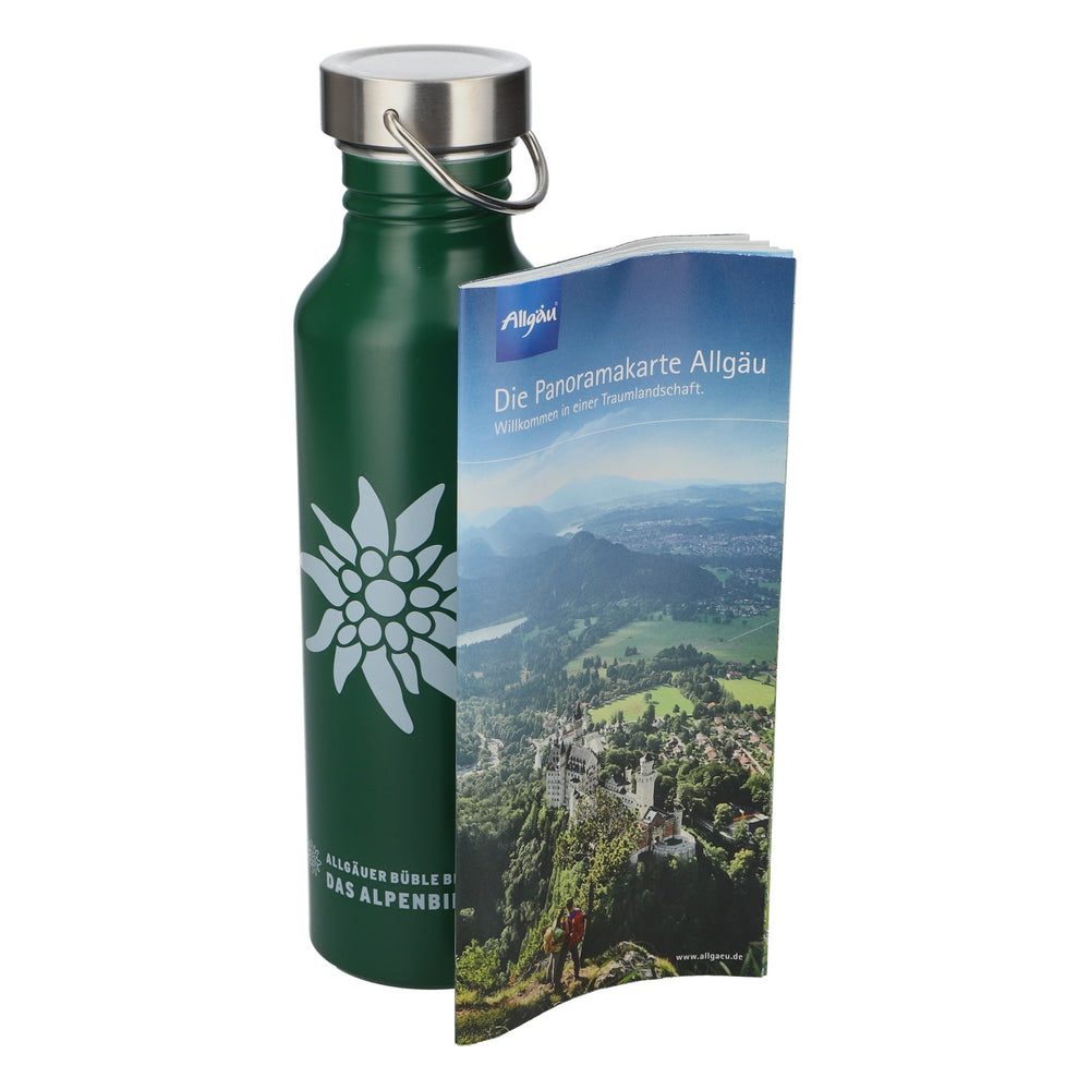 Allgäuer Büble Bier Trinkflasche Grün Metall 0,7l Edelweiss NEU Outdoor Flasche