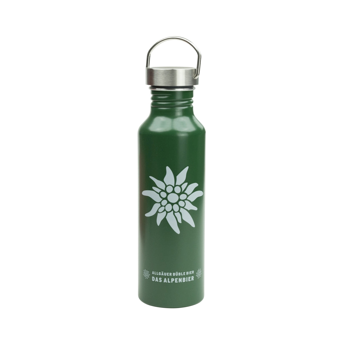 Allgäuer Büble Bier Trinkflasche Grün Metall 0,7l Edelweiss NEU Outdoor Flasche – Ansicht 2