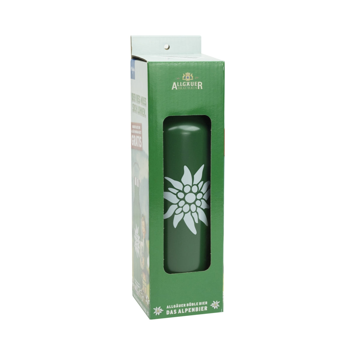 Allgäuer Büble Bier Trinkflasche Grün Metall 0,7l Edelweiss NEU Outdoor Flasche – Ansicht 3