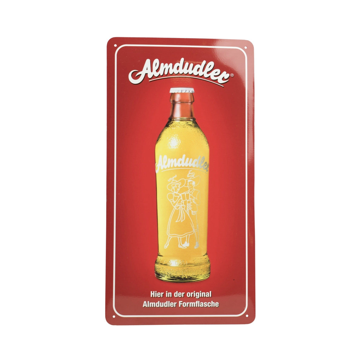 Almdudler Limonade Schild 12x23cm Blechschild rot Tafel Wand Retro Look Reklame