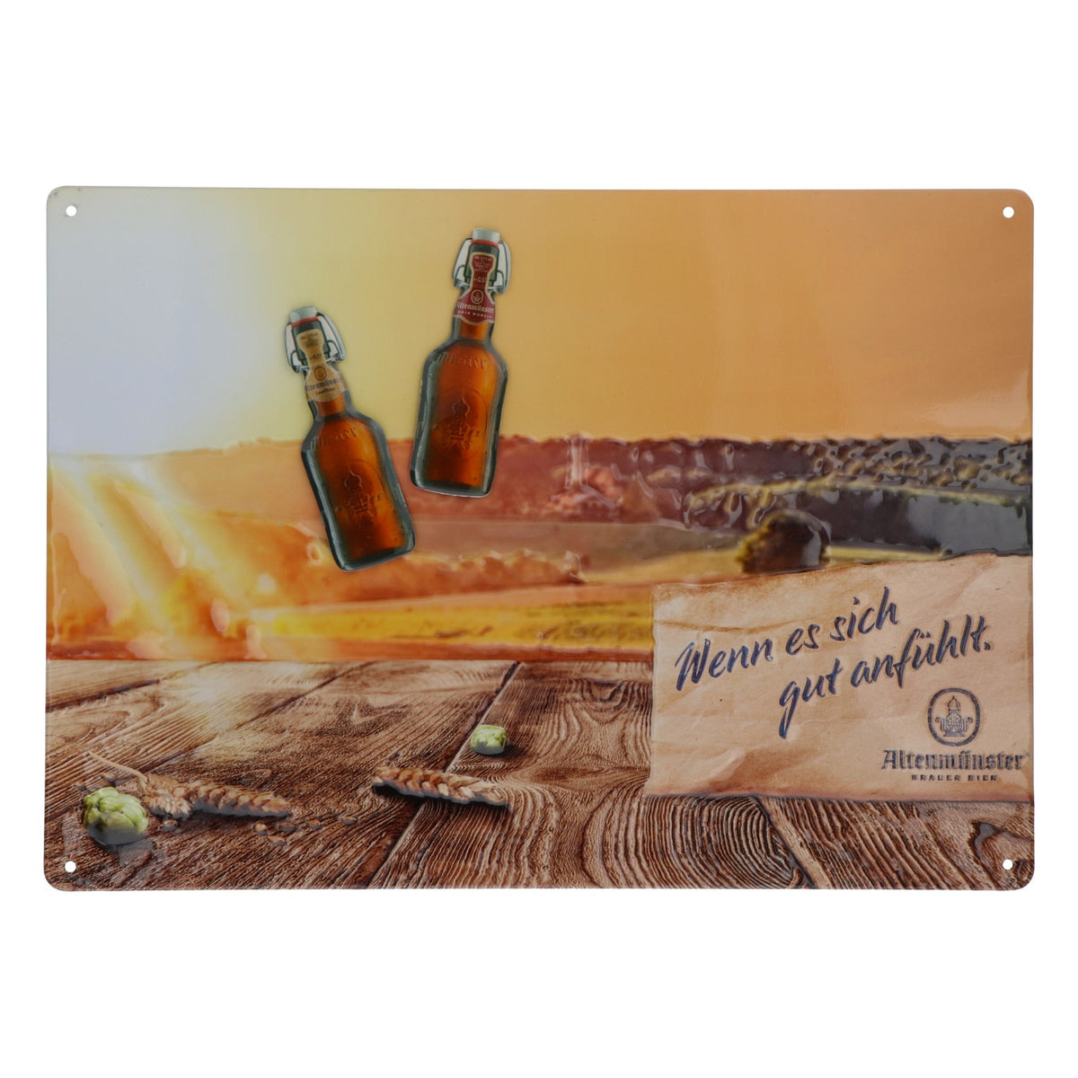 Altenmünster Bier Magnet Blechschild Werbeschild mit zwei Magneten Flaschen – Ansicht 2