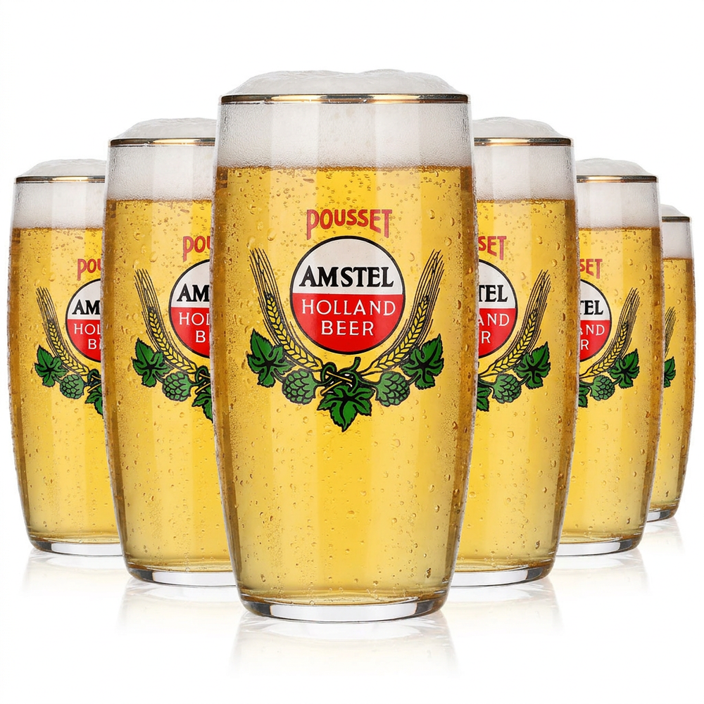 Amstel Holland Beer Gläser 6er Set 0,29l Vintage Goldrand Rarität Sammlerglas