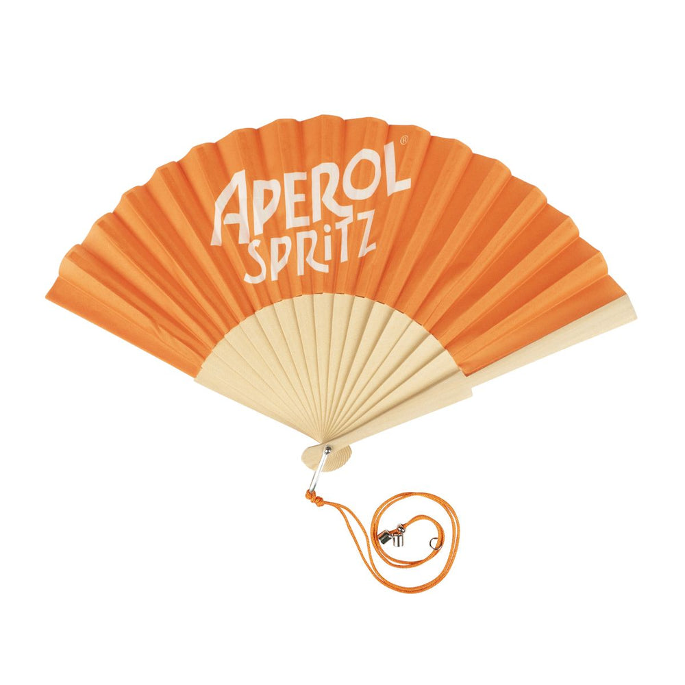 Aperol Spritz Fächer Handfächer Faltfächer Folding Fan Kühlung Sommer Sonne