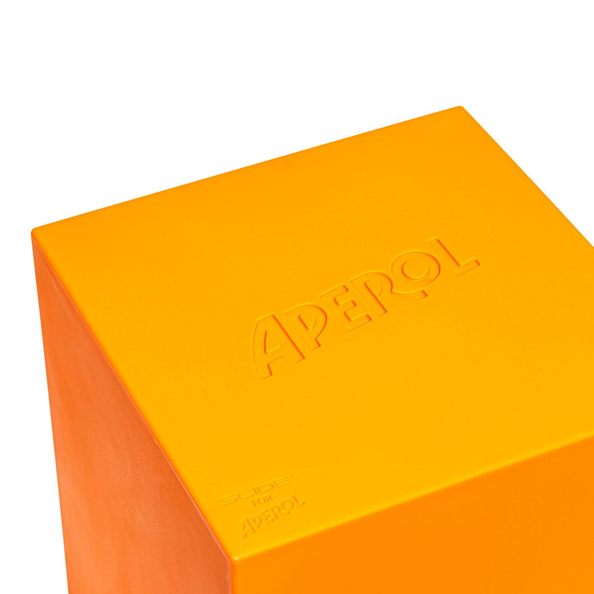 Aperol Spritz Likör Sitzhocker 37,5x37,5x44,5 cm Sitzkiste Slide Design – Ansicht 4
