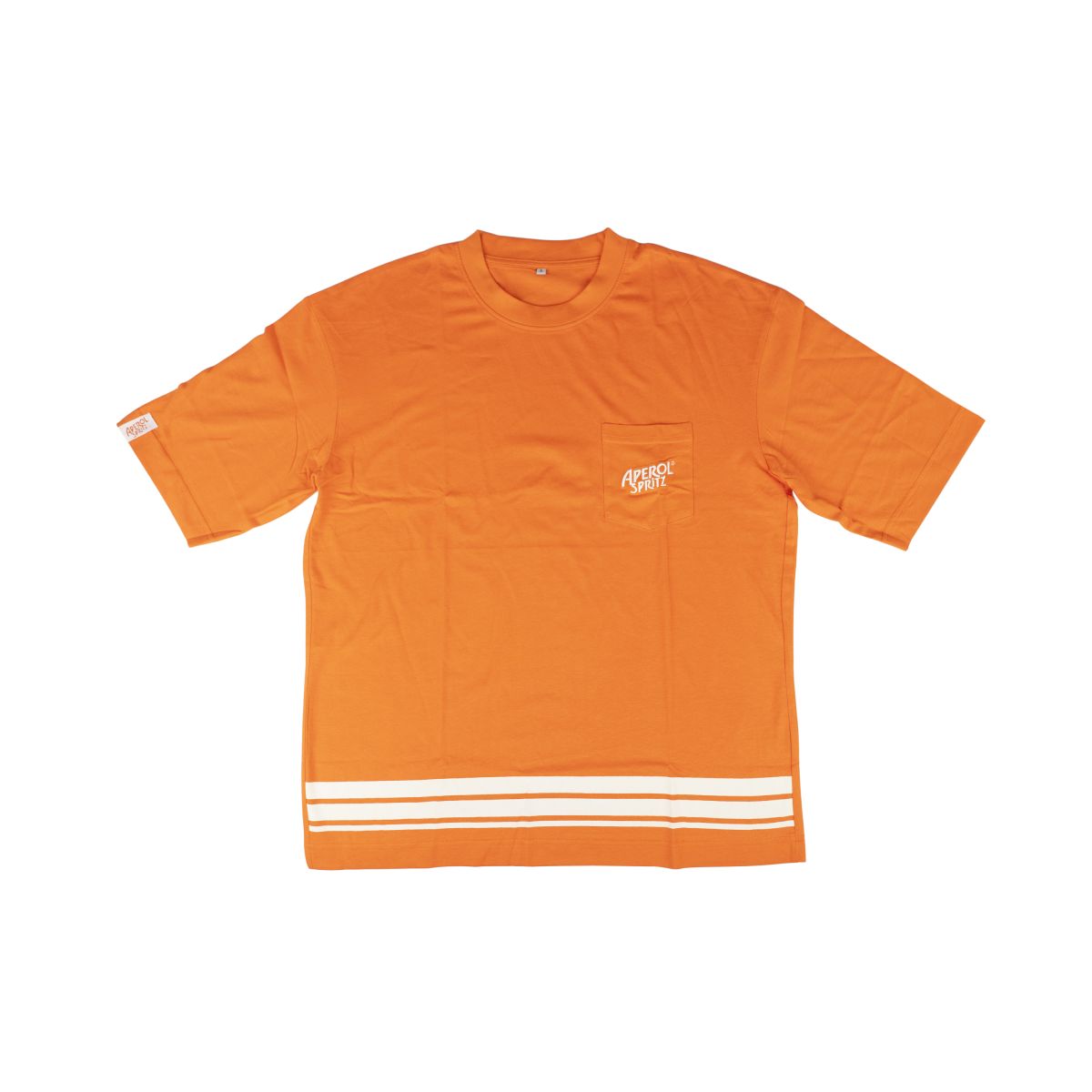 Aperol Spritz T-Shirt Größe S Oversized Brusttasche Logosticker Kurzarm Hemd