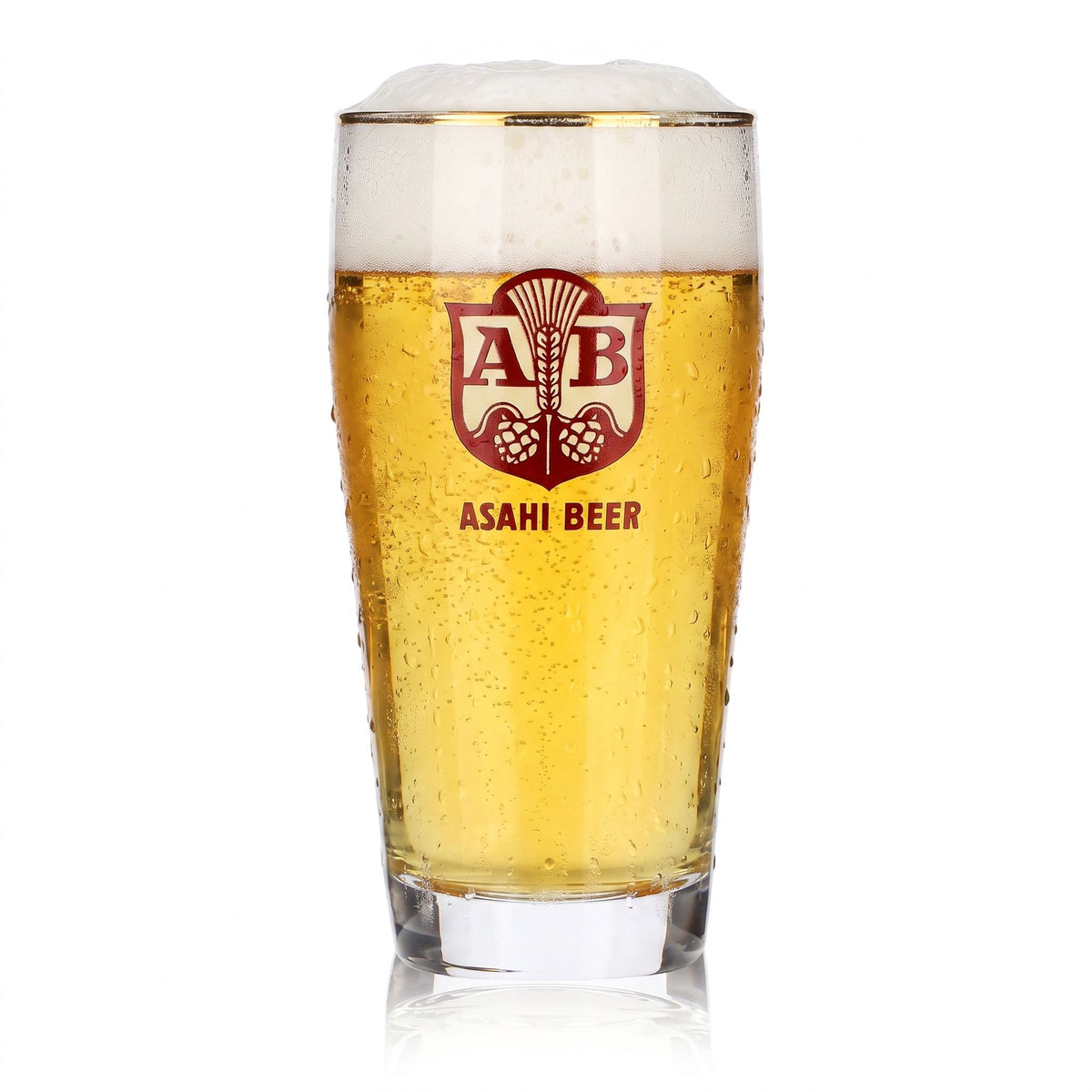 Asahi Bier Glas 0,25l Becher Goldrand Japan