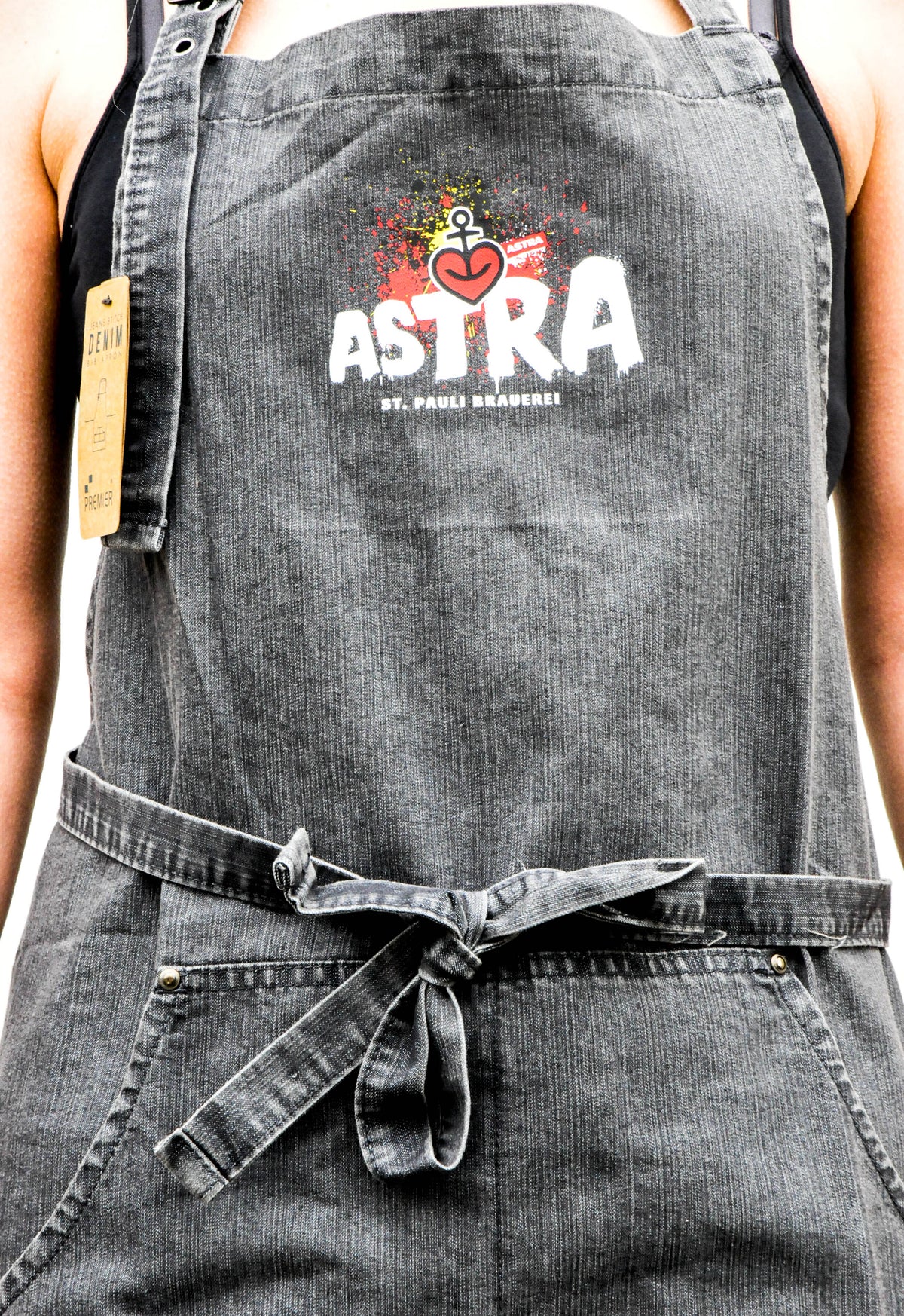 Astra Bier Denim Grillschürze Servierschürze Jeansstoff lange Ausführung – Ansicht 2