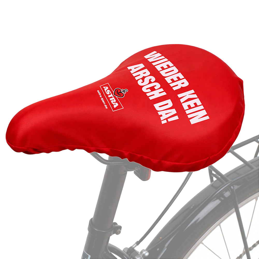 2x Astra Bier Fahrrad Sattel Bezug rot Plastik "Wieder kein Arsch da!" NEU Schützer