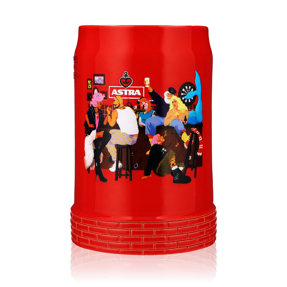 Astra Bier Glas 0,75l Sammlerkrug Sondereditionskrug Tonkrug Seidel Rot
