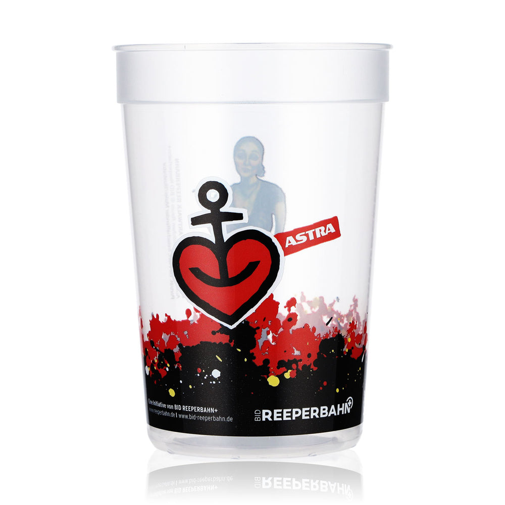 Astra Bier Glas Becher Mehrweg Hartplastik 0,4l Reeperbahn Domenica Niehoff