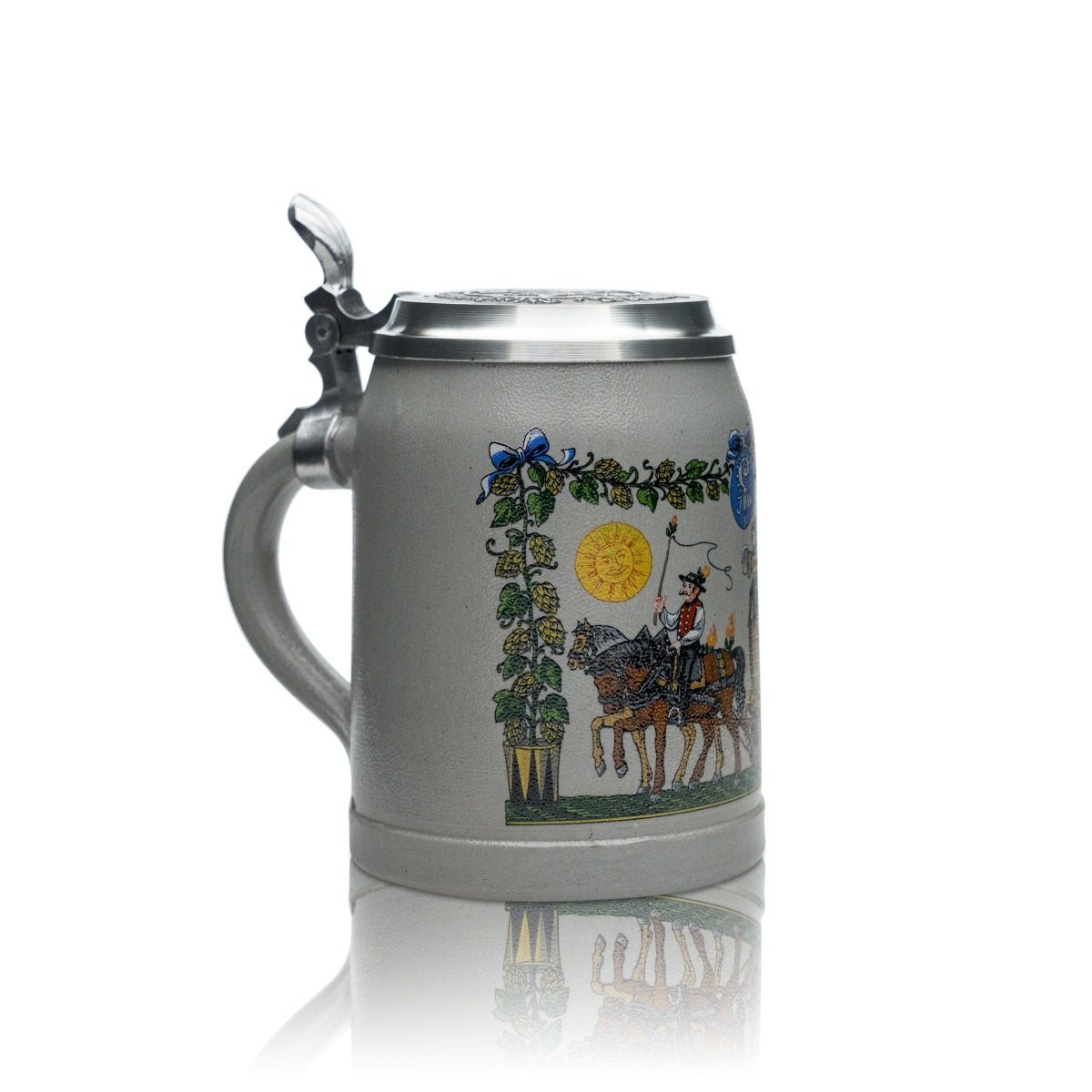 Augustiner Sammler Glas 0,5l Krug Humpen Kutsche Holzfass Zinndeckel Bayern Rar – Ansicht 2
