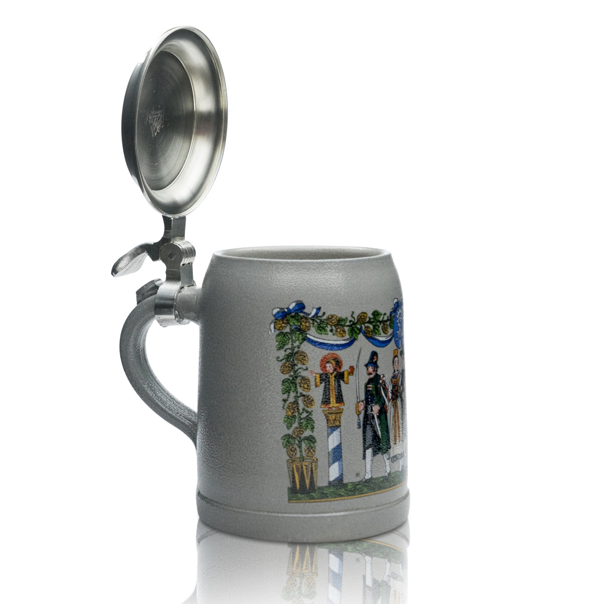 Augustiner Sammler Glas 0,5l Krug Humpen Marsch Frau und Mann Zinndeckel Bayern – Ansicht 3