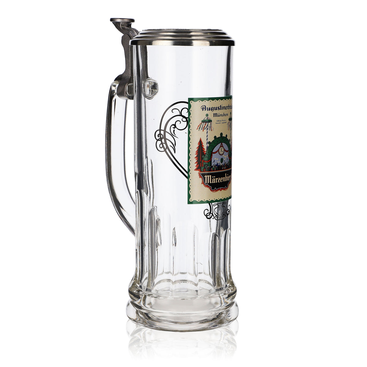 Augustiner Sammlerkrug Glas 0,59l Märzenbier Zinndeckel Humpen Seidel Liebhaber – Ansicht 2